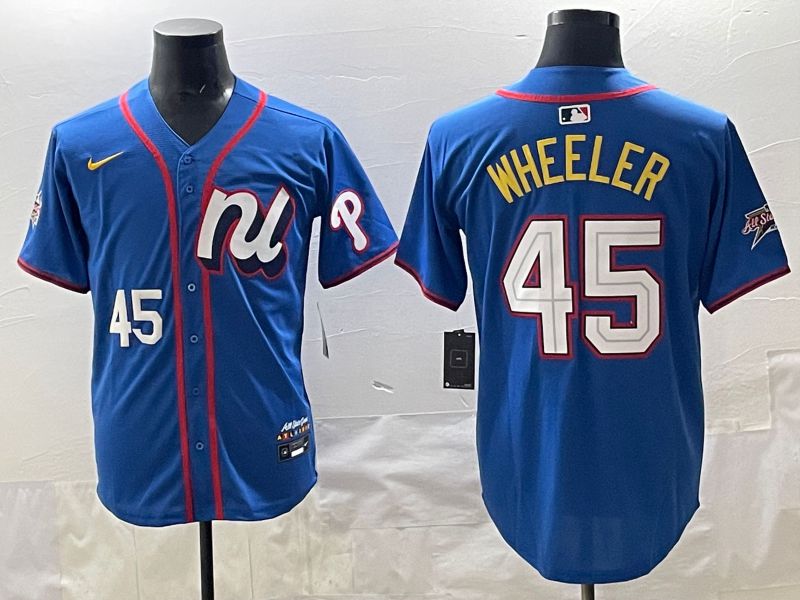 Men 2025 Philadelphia Phillies #45 Wheeler Blue All star Nike MLB Jersey style 03->philadelphia phillies->MLB Jersey
